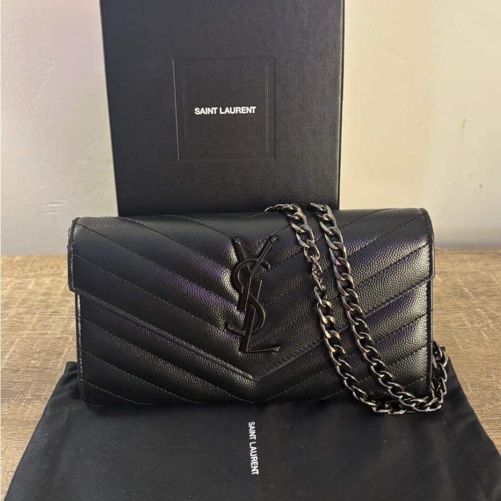 Saint Laurent black long wallet
